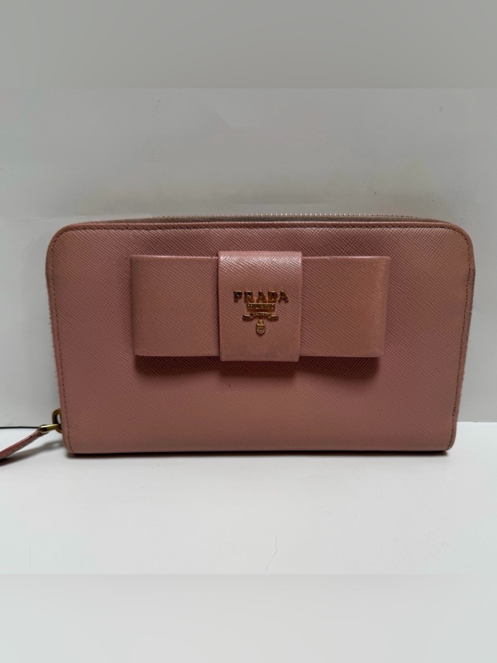 Prada Light Pink Leather Bow Wallet EUC